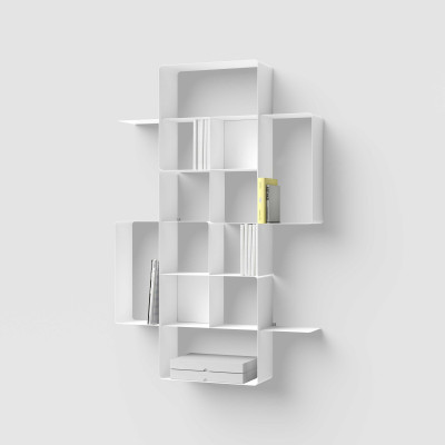 Pezzani - Mondrian - Libreria da parete in acciaio verniciato dal design moderno composizione n.4 - SKU: 0/75.COMP-4