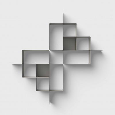 Pezzani - Mondrian - Libreria da parete in acciaio verniciato dal design moderno composizione n.5 - SKU: 0/75.COMP-5