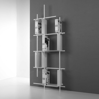 Pezzani - Libra - Libreria da parete verticale piccola di design moderno contenitori in acciaio - SKU: 0/72-3.COMP-1