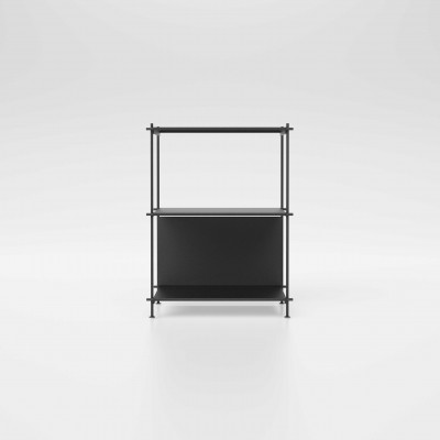 Pezzani - Musa - Libreria moderna bassa con struttura e ripiani in acciaio larghezza 60 - Colore: Nero/Nero - SKU: 0/71B-60#NS-NS