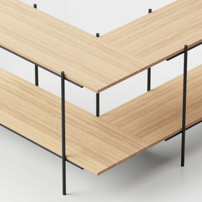Pezzani Biplano Mobile multifunzione da affiancare al divano con doppio ripiano Colore: Nero/Rovere Naturale