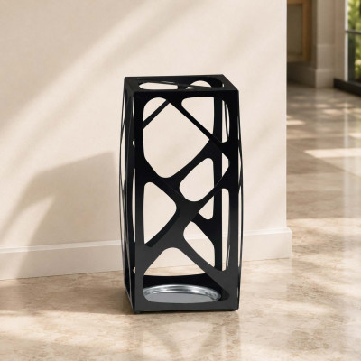 Pezzani Basket Portaombrelli in stile moderno in acciaio verniciato sabbiato Colore: Nero