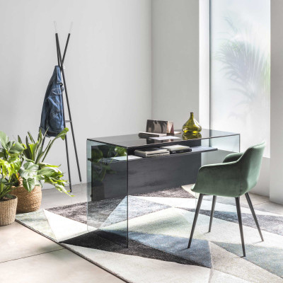  Pezzani - Scriba - Scrivania con ante e ripiano in vetro e corpo interno in legno - SKU: 0/84 