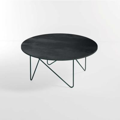 Pezzani Shape Tavolino da salotto con struttura in acciaio verniciato sablè Colore: Grigio Ardesia/Nero