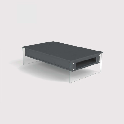 Pezzani London Tavolino da salotto moderno medio con contenitore Colore: Grigio Ardesia