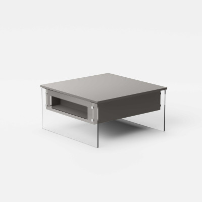 Pezzani London Tavolino da salotto moderno piccolo con contenitore Colore: Grigio Tortora