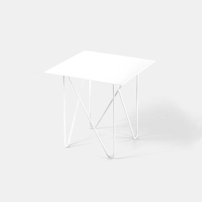 Pezzani Shape Tavolino da salotto piccolo quadrato moderno in acciaio Colore: Bianco