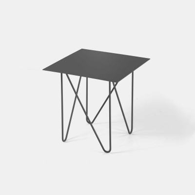 Pezzani Shape Tavolino da salotto piccolo quadrato moderno in acciaio Colore: Grigio Ardesia