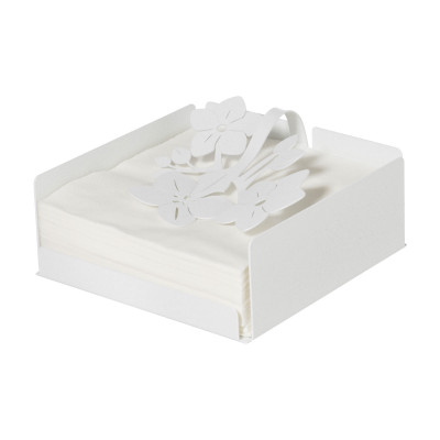 Arti e Mestieri Fior di Loto Porta tovaglioli da tavola con decorazione floreale Colore: Bianco Marmo
