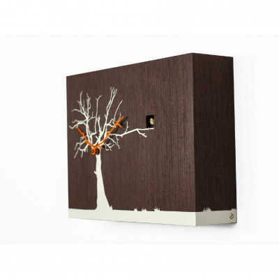 Progetti - CùCùRùKù - Orologio da parete a cucù in legno dal design moderno ed elegante - Colore: Marrone Scuro/Bianco - SKU: 017670