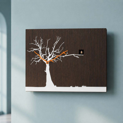 Progetti CùCùRùKù Orologio da parete a cucù in legno dal design moderno ed elegante Colore: Marrone Scuro/Bianco