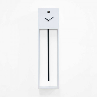 Progetti - Uaigong - Orologio da parete a pendolo e cucù con struttura moderna ed elegante - Colore: Bianco/Nero - SKU: 024320BINE
