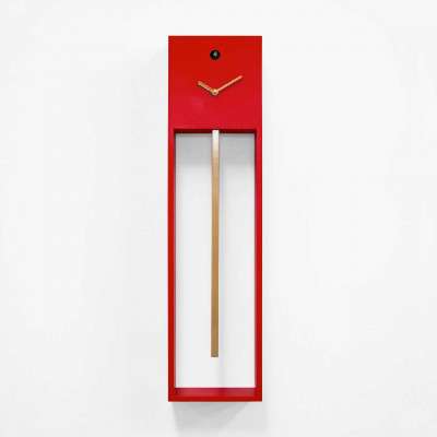Progetti - Uaigong - Orologio da parete a pendolo e cucù con struttura moderna ed elegante - Colore: Rosso/Oro - SKU: 024320ROOR