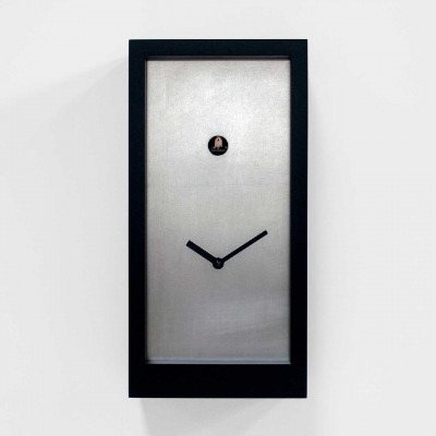 Progetti - FortKnox - Orologio da parete con cucù dal design moderno ed elegante - Colore: Nero/Argento - SKU: 025250NEAG
