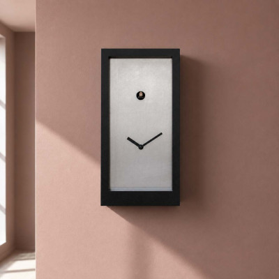 Progetti FortKnox Orologio da parete con cucù dal design moderno ed elegante Colore: Nero/Argento