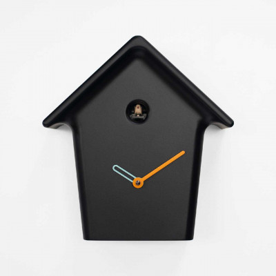 Progetti - MochiMochi - Orologio da parete con meccanismo a cucù dal design moderno ed elegante - Colore: Nero - SKU: 025550NE