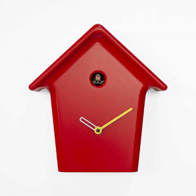 Progetti - MochiMochi - Orologio da parete con meccanismo a cucù dal design moderno ed elegante - Colore: Rosso - SKU: 025550RO
