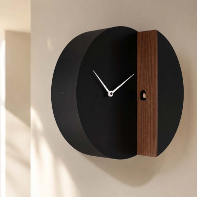 Progetti Peek-a-koo Orologio da parete con meccanismo a cucù dal design moderno ed elegante Colore: Nero