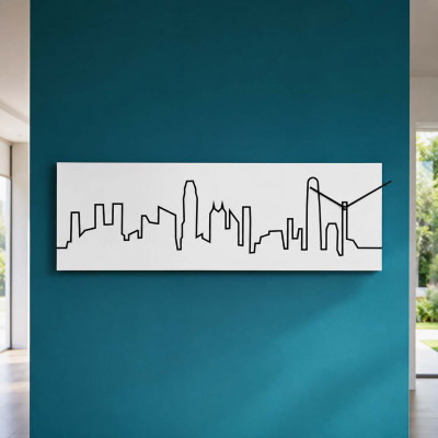 Progetti Skyline Orologio da parete con pannello in legno Honk Hong Colore: Bianco