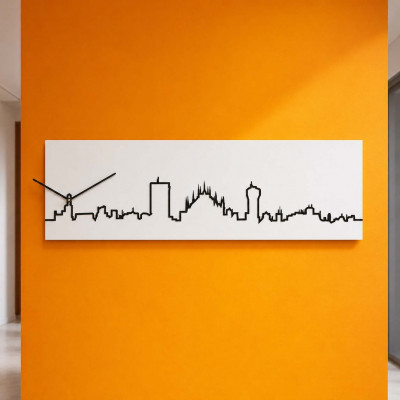 Progetti Skyline Orologio da parete con pannello in legno Milano Colore: Bianco