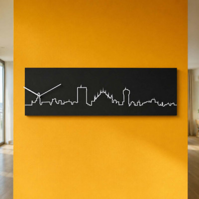 Progetti Skyline Orologio da parete con pannello in legno Milano Colore: Nero