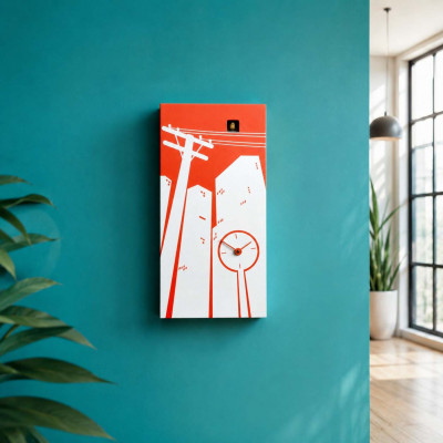 Progetti Orologio da parete di design a cucù Cucucity Colore: Rosso