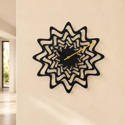 Progetti Orologio da parete modenro in metallo "Flux" Colore: Nero