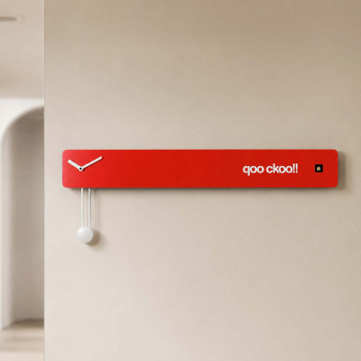 Progetti Q02 Orologio da parete orizzontale a cucù dal design moderno ed elegante Colore: Rosso