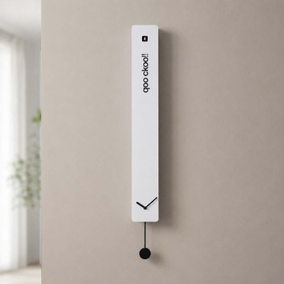 Progetti Q02 Orologio da parete verticale a cucù con pendolo Colore: Bianco