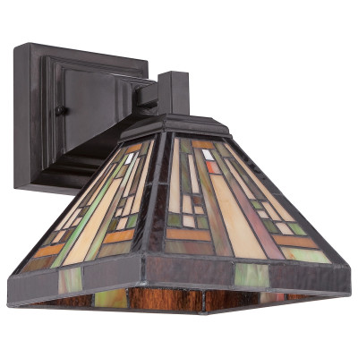 Quoizel - Stephen - Applique da parete classica in metallo con diffusore piccolo in vetro tiffany - Colore: Bronzo - 1 Lampadina E27 100W - IP20 - SKU: QZ-STEPHEN1