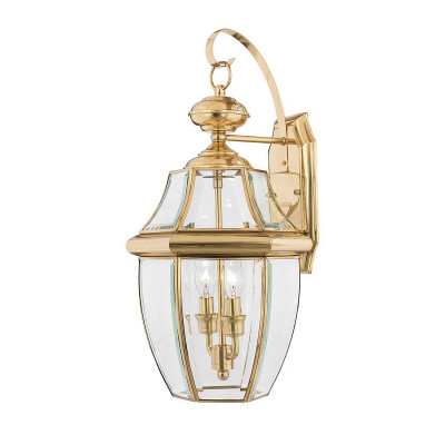 Quoizel - Newbury - Applique da parete grande da esterni in rame massiccio e diffusore in vetro - 2 Lampadine E14 60W - IP44 - SKU: QZ-NEWBURY2-L