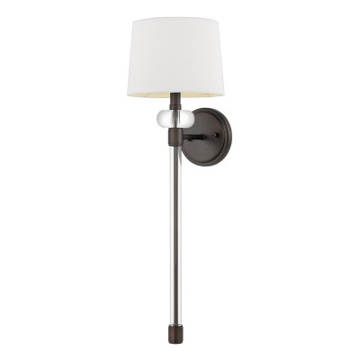 Quoizel - Barbour - Applique da parete in acciaio con paralume in tessuto dal design moderno - Colore: Bronzo - 1 Lampadina - E14 - 40W - IP20 - SKU: QZ-BARBOUR1-HO