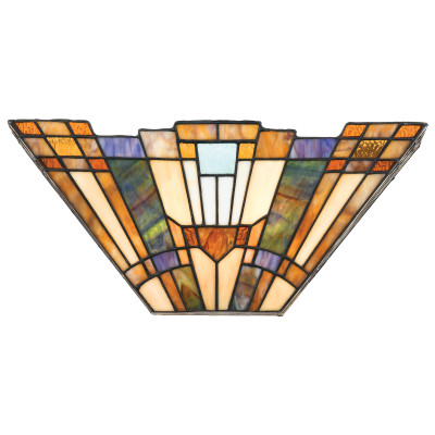 Quoizel - Inglenook - Applique da parete in metallo con paralume in vetro tiffany a 2 luci - Colore: Bronzo - 2 Lampadine E14 60W - IP20 - SKU: QZ-INGLENOOK-WU