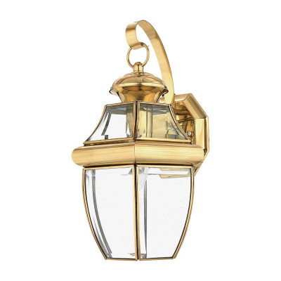 Quoizel - Newbury - Applique da parete media da esterni in ottone e diffusore in vetro - Colore: Ottone - 1 Lampadina E27 150W - IP44 - SKU: QZ-NEWBURY2-M-PB