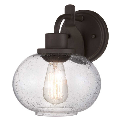 Quoizel - Trilogy - Applique da parete moderna in acciaio con diffusore in vetro - Colore: Bronzo - 1 Lampadina E27 60W - IP20 - SKU: QZ-TRILOGY1