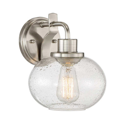 Quoizel - Trilogy - Applique da parete moderna in acciaio con diffusore in vetro - Colore: Nichel - 1 Lampadina E27 60W - IP20 - SKU: QZ-TRILOGY1-BN