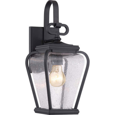 Quoizel - Province - Applique da parete per esterni con struttura in alluminio e diffusore in vetro - Colore: Nero - 1 Lampadina E27 60W - IP44 - SKU: QZ-PROVINCE2-S