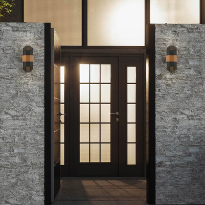 Quoizel - Chasm - Applique da parete per esterno piccola struttura e doppio diffusore in alluminio - Colore: Nero - 2 Lampadine Led Integrato 6W - Lumen 500 - Gradi Kelvin 3000k Luce Calda - IP44 - SKU: QZ-CHASM-M-BKW