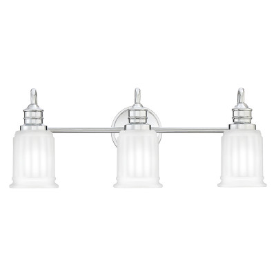 Quoizel - Swell - Applique LED moderna per bagno in acciaio con 3 diffusori in vetro - Colore: Cromato - 3 Lampadine - G9 - 3W - IP44 - SKU: QZ-SWELL3-PC-BATH