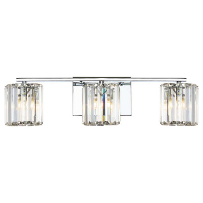 Quoizel - Divine - Applique moderna per bagno con struttura in acciaio e 3 diffusori in vetro - Colore: Cromato - 3 Lampadine G9 3W - IP44 - SKU: QZ-DIVINE3-PC-BATH