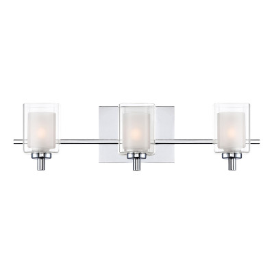 Quoizel - Kolt - Applique per bagno con struttura in acciaio con tre diffusori in vetro opalino - Colore: Cromato - 3 Lampadine G9 3W - IP44 - SKU: QZ-KOLT3-PC-BATH