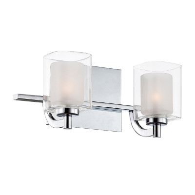 Quoizel - Kolt - Applique per bagno con struttura in acciaio e doppio diffusore in vetro opalino - Colore: Cromato - 2 Lampadine G9 3W - IP20 - SKU: QZ-KOLT2-PC-BATH