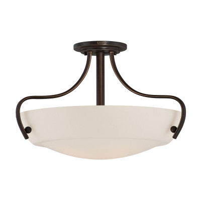Quoizel - Chantilly - Lampada a soffitto rustica struttura in metallo e diffusore in vetro a 3 luci - Colore: Bronzo - 3 Lampadine E27 100W - IP20 - SKU: QZ-CHANTILLY-SF3