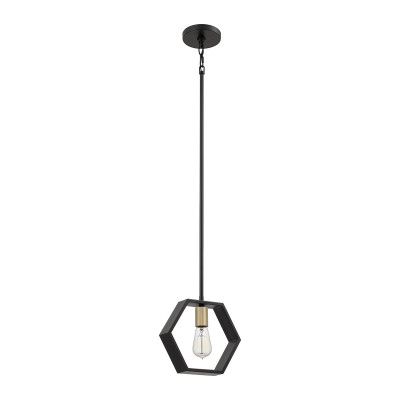 Quoizel - Bismarck - Lampada a sospensione con struttura in acciaio dal design moderno a 1 luce - Colore: Nero - 1 Lampadina E27 60W - IP20 - SKU: QZ-BISMARCK-MP-EK