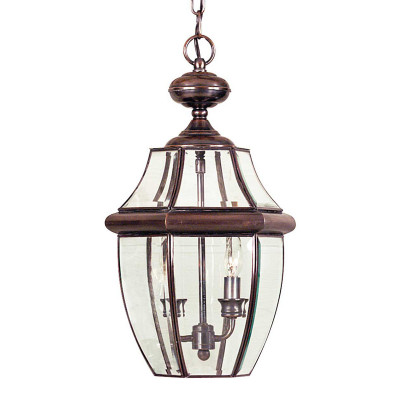 Quoizel Newbury Lampada a sospensione grande da esterni in rame massiccio e diffusore in vetro Colore: Rame