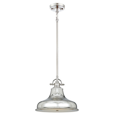 Quoizel Emery Lampada a sospensione media dal design industrial con diffusore a 1 luce Colore: Argento