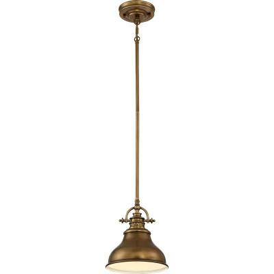 Quoizel Emery Lampada a sospensione mini dal design industrial con diffusore a 1 luce Colore: Ottone
