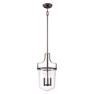 Quoizel - Penn Station - Lampada a sospensione moderna in acciaio con diffusore in vetro a 3 lampadine - Colore: Bronzo - 3 Lampadine - E14 - 60W - IP20 - SKU: QZ-PENN-STATION-M-WT