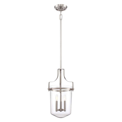 Quoizel - Penn Station - Lampada a sospensione moderna in acciaio con diffusore in vetro a 3 lampadine - Colore: Nichel - 3 Lampadine - E14 - 60W - IP20 - SKU: QZ-PENN-STATION-M-BN