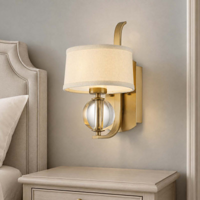 Quoizel Uptown Carnegie Lampada da parete moderna in metallo con diffusore in lino a 1 luce LED G9 Colore: Ottone